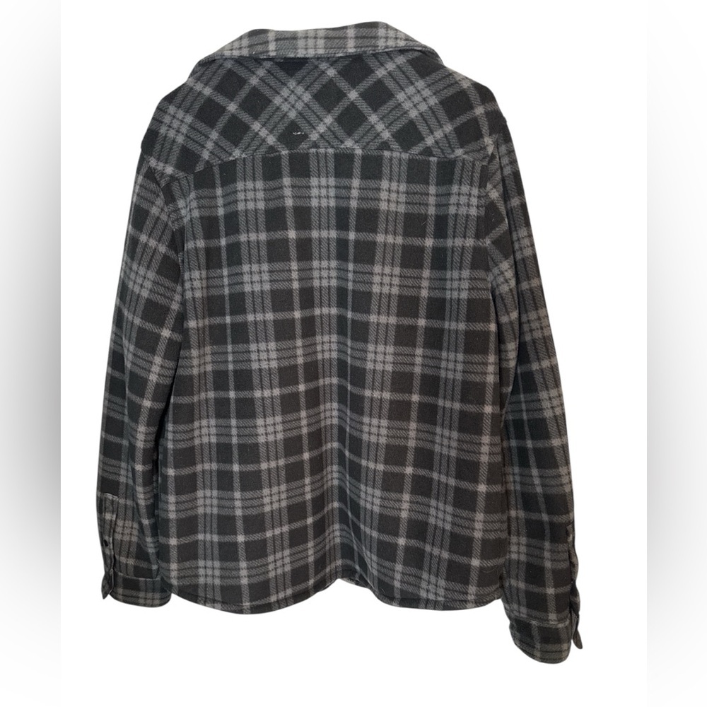 Voyager Fleece Lined Plaid Jacket Shacket Men’s Medium Black Gray Snap Front NWT - Picture 3 of 9